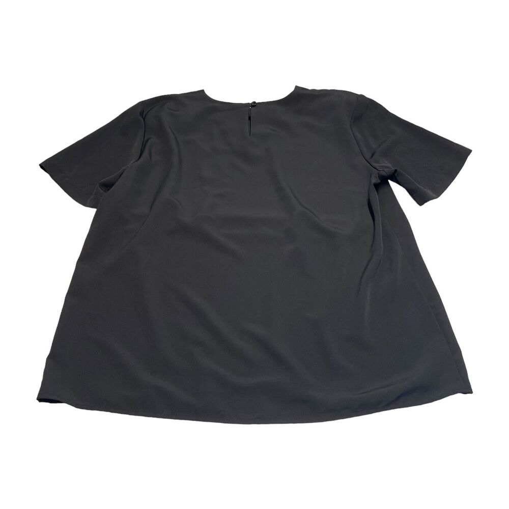Notations Blouse Top Womens Large Black 100% Polyester Short Sleeve Keyhole Back - Picture 2 of 7